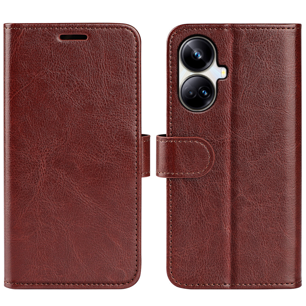 Til Realme 10 Pro 5G Anti-Fingerprint PU Læder Coated TPU Telefon Pung Cover Crazy Horse Texture Flip Stand Case Til Realme 10 Pro 5G Anti-Fingerprint PU Læder Coated TPU Telefon Pung Cover Crazy Horse Texture Flip Stand Case
